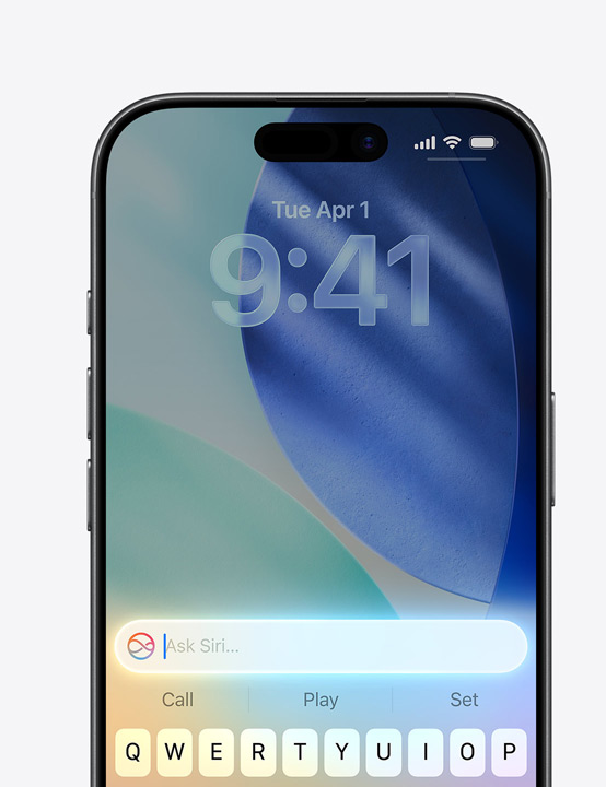 iPhonen näytöllä näkyy Kysy Siriltä käytössä