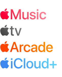 Luettelo Applen palveluista: Apple Music, Apple Fitness Plus, Apple TV, Apple Arcade ja Apple iCloud Plus