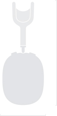 ภาพประกอบแสดง AirPods Max จากด้านข้างที่แสดงให้เห็นความสูง 187.3 มม. และความกว้าง 83.4 มม.