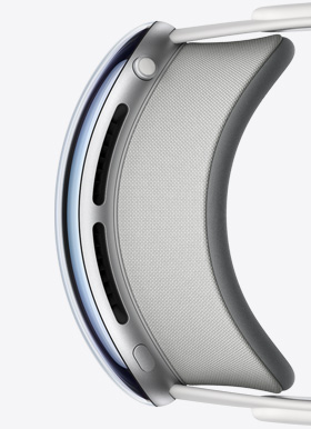 Apple Vision Proのアルミニウム筐体にマグネットで取りつけられたライトシーリング