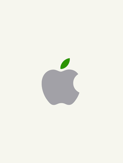 グレイのAppleのロゴ。葉の部分はグリーン