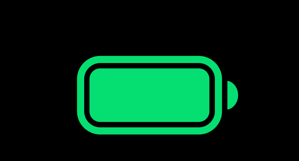 Batterijsymbool, volledig opgeladen