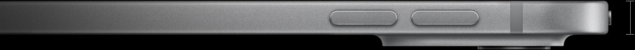 iPad Pro 13-inch model, side exterior, silver colour, 5.1-millimetre thin profile, volume buttons and pro camera system on right