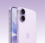 iPhone 17, color lavanda, parte frontal, parte trasera en ángulo, sistema de cámaras Fusion en el módulo superior, botón de Control de la Cámara, parte frontal, diseño todo pantalla, Botón de Acción, botones de volumen y botón lateral
